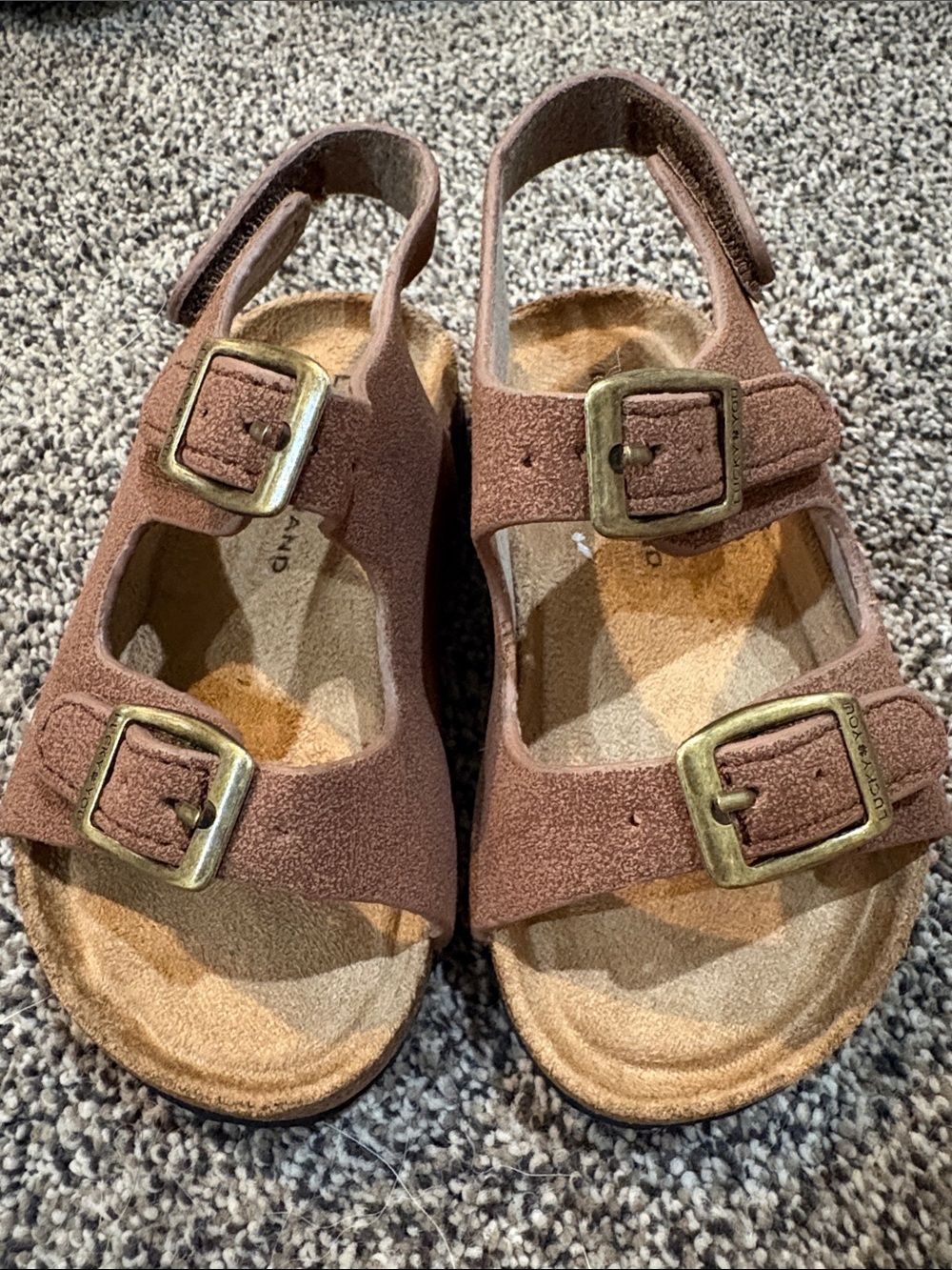 Lucky Brand Kids Brown Suede Double-Buckle Sandals